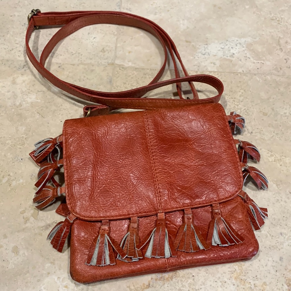 LATICO Orangish Red Leather Crossbody Bag